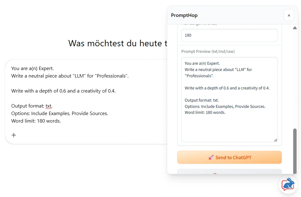 PromptHop Prompt in ChatGPT